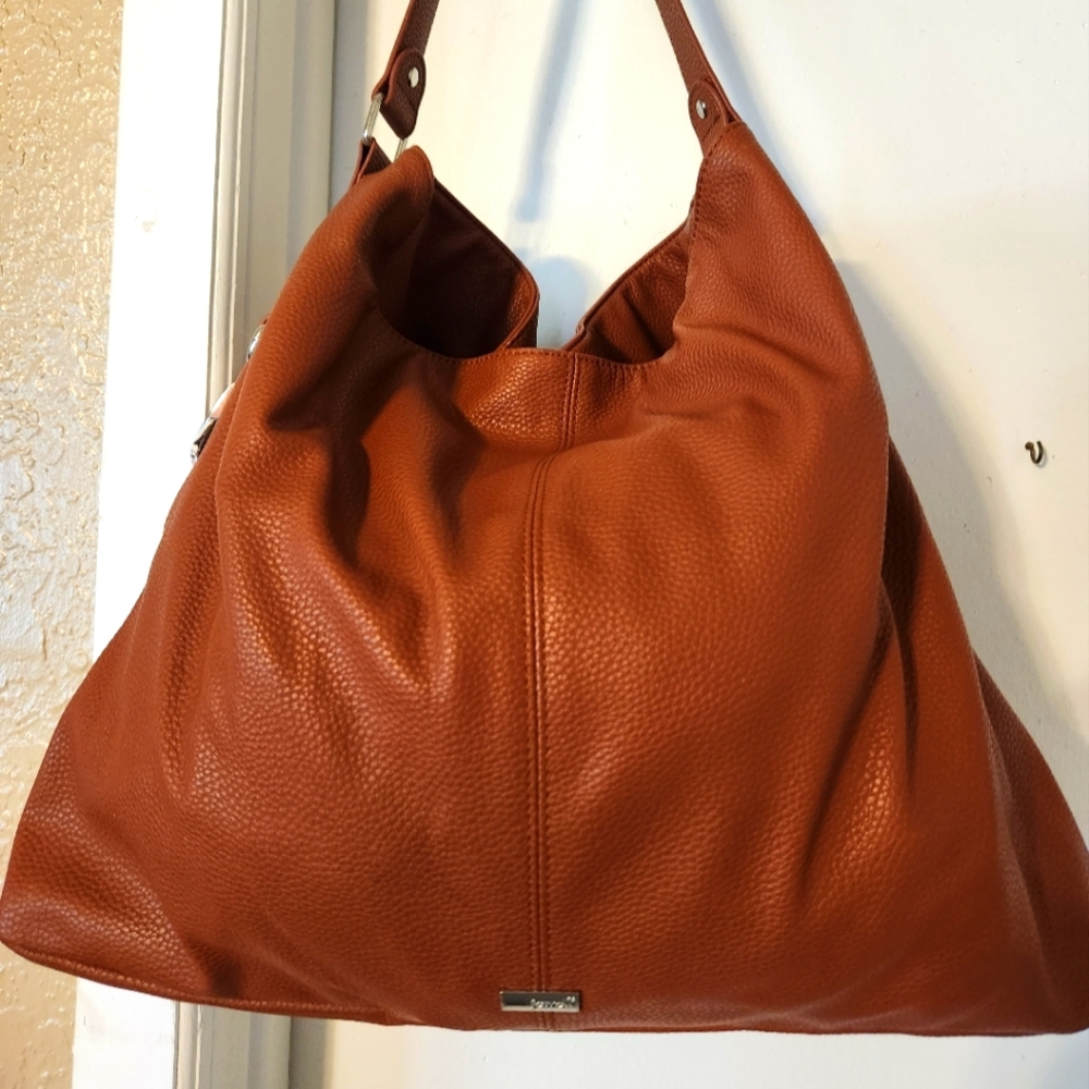Jewel Cognac Woods Pebble Hobo Handbag